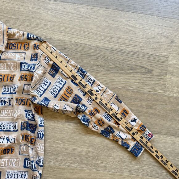 Barn Fly Top Women Large Southwest States License Plates Allover Print Button Up - Picture 5 of 8